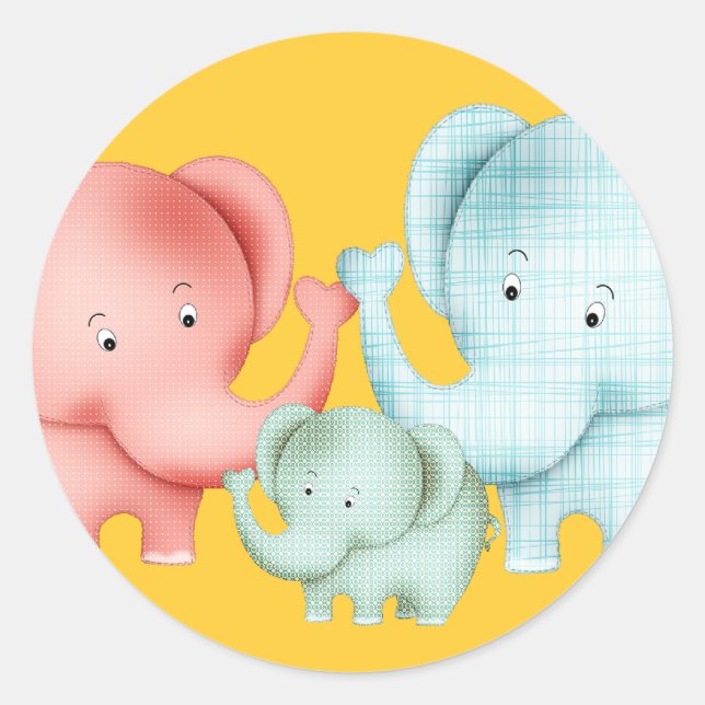 Sticker Rond Family Of Elephant Papa et bébé (Devant)