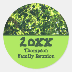 Sticker Rond Family Reunion Green Feuilles Nature Photo Event