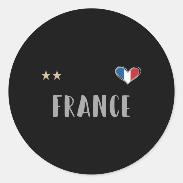 Sticker Rond Fan de football France Chemise avec coeur (Devant)
