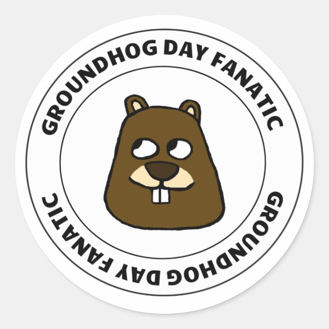 Sticker Rond Fanatique du jour de la marmotte (Devant)