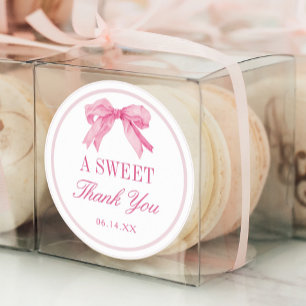 Sticker Rond Fancy Cadeaux de remerciement Love Shack Bow rose 