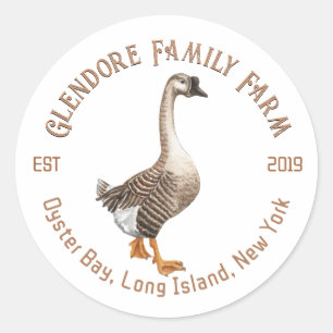 Sticker Rond Fancy Goose Business Logo Ferme Aquarelle Classic