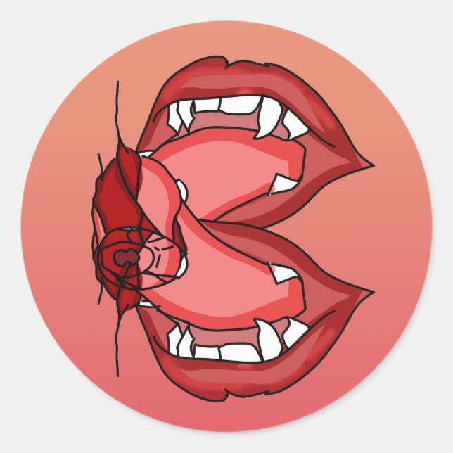 Sticker Rond Fangs lâchés : L'expression féroce d'un vampire (Devant)