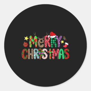 Sticker Rond Fantaisie Chemise feux de Noël Rouge Noël Chapeau 