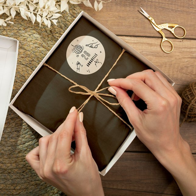 Sticker Rond fantaisie dessinée à la main à la fête des boisson (Créateur téléchargé)