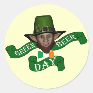 Sticker Rond Fantaisie leprechaun St Patrick's day