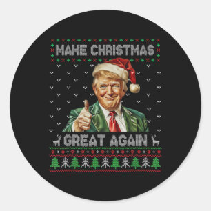 Sticker Rond Fantastique Chemise De Noël Trump Rendre Noël Géni