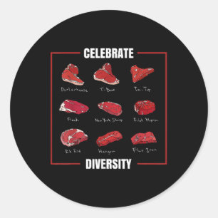 Sticker Rond Fantastique Chemise En Steak Célébrer La Diversité