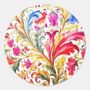 Sticker Rond Fantastique design florentin Feuilles
