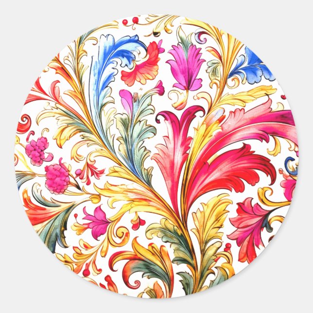 Sticker Rond Fantastique design florentin Feuilles (Devant)
