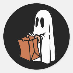Sticker Rond Fantôme avec sac à coller ou traitement sur noir
