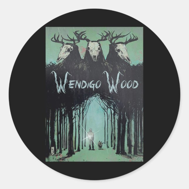 Sticker Rond Fantôme De La Forêt Cryptid Wendigo Bois (Devant)