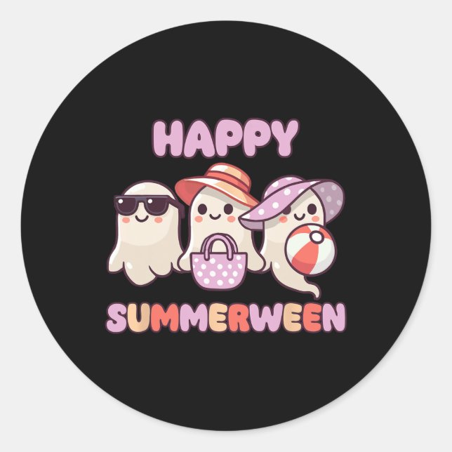 Sticker Rond Fantôme d'été d'Halloween d'été (Devant)