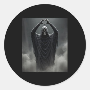 Sticker Rond Fantôme drôle coeur mains visage effrayant hallowe