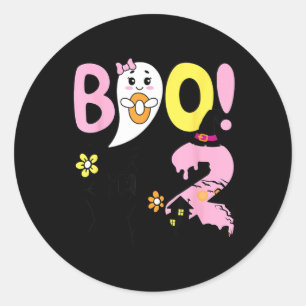 Sticker Rond Fantôme drôle d'Halloween pour les 2 ans de Boo Tw