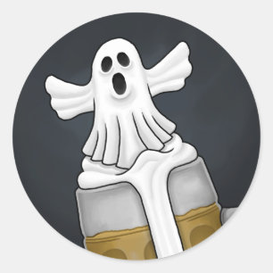 Sticker Rond Fantôme effrayant d'Halloween