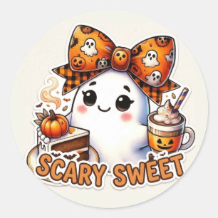 Sticker Rond Fantôme Mignon Épouvantable