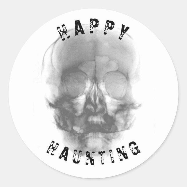 Sticker Rond Fantôme Visage Crâne Halloween Haunween Party (Devant)