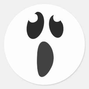 Sticker Rond Fantôme Visage Halloween Fête ou traitement Favori