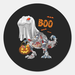 Sticker Rond Fantôme Zombie Momie Dinosaure Drôle Boo Halloween