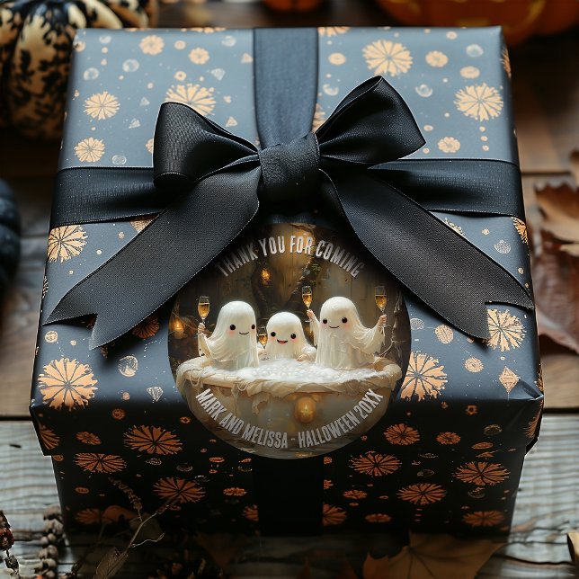 Sticker Rond Fantômes dans un jacuzzi Éffrayant Amusement extér (Créateur téléchargé)