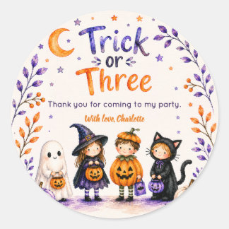Sticker Rond Farce ou Trois Joyeux Halloween 3e Anniversaire