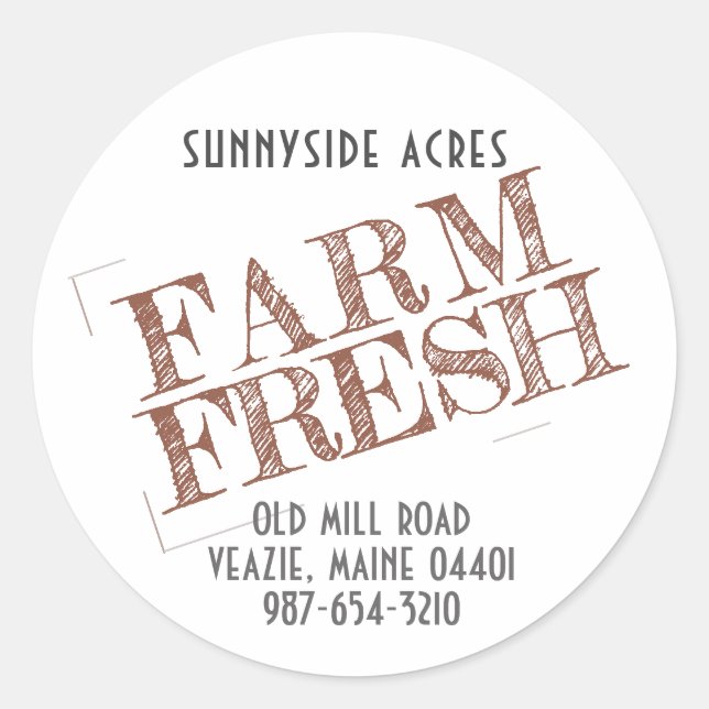 Sticker Rond FARINE FRAÎCHE 'STAMP' Faded Red sur blanc classiq (Devant)