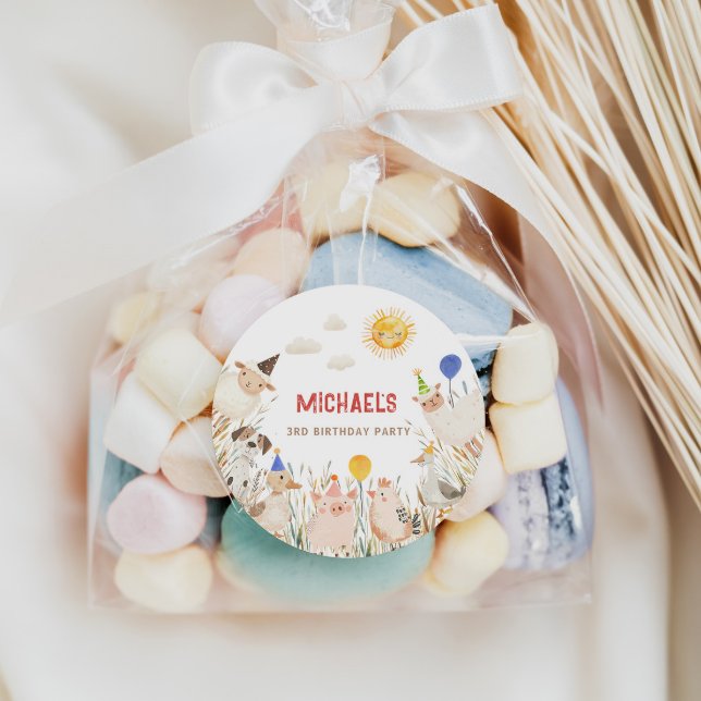 Sticker Rond Farm Animals Birthday Banner (Créateur téléchargé)