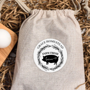 Sticker Rond Farm Fresh Bacon Ajouter un nom Farmers Marché Pro