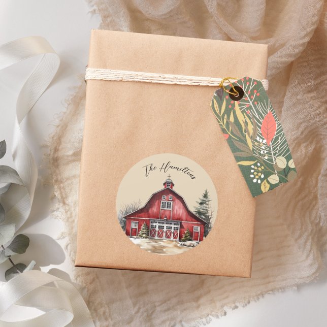 Sticker Rond Farmhouse Country Christmas Custom (Créateur téléchargé)