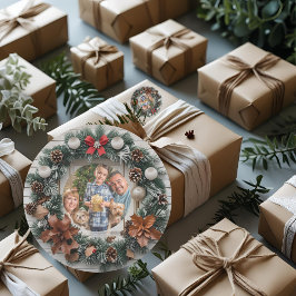 Sticker Rond Farmhouse Wreath Personnalisable Famille Noël