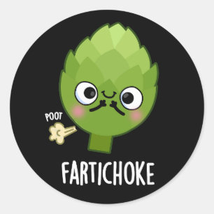 Sticker Rond Fartichoke Funny Farting Artichoke Pun Dark BG