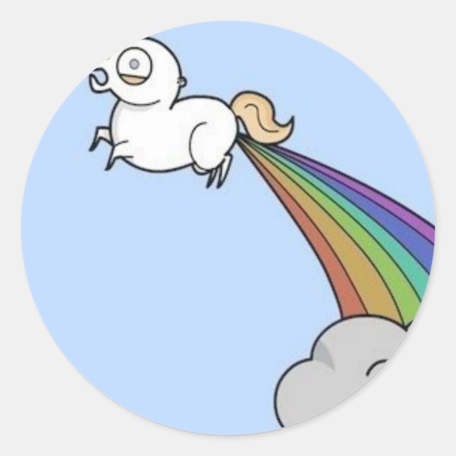 Sticker Rond Farting unicorn (Devant)