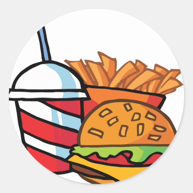 Sticker Rond Fast Food Cheeseburger (Devant)