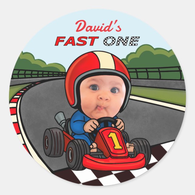 Sticker Rond Fast One Birthday (Devant)
