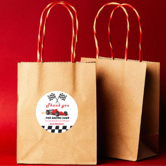 Sticker Rond Fast Race Car Boy Merci Anniversaire