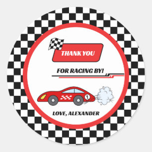 Sticker Rond Fast un rouge rétro course thème voiture thème gar