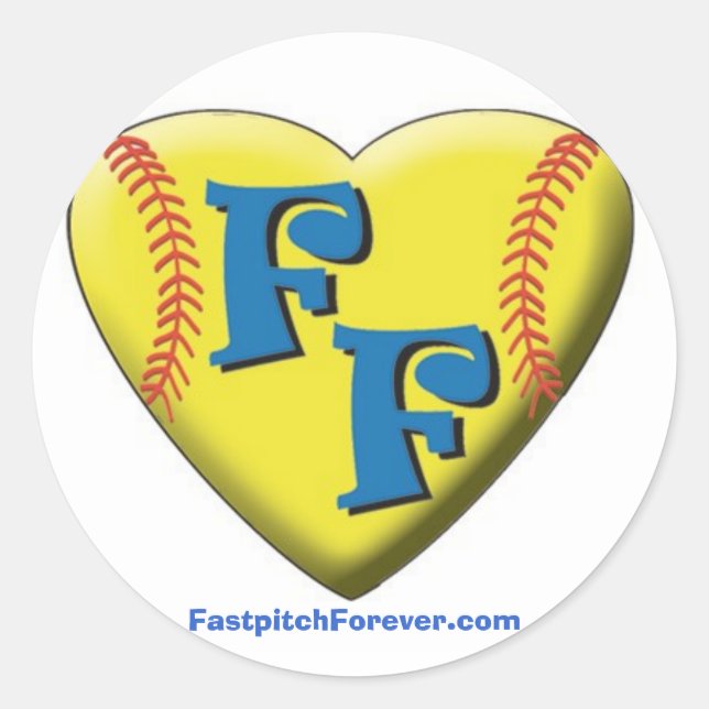 Sticker Rond FastpitchForever.com Logo du coeur (Devant)