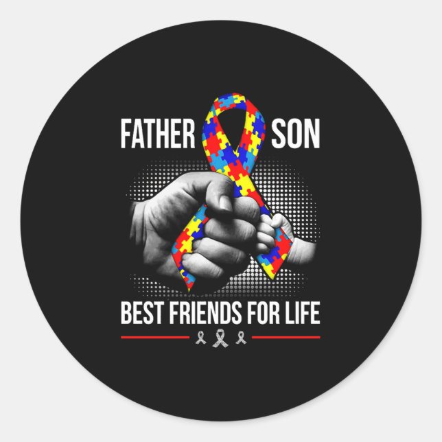 Sticker Rond Father And Son Best Friends For Life (Devant)