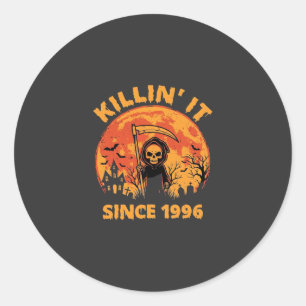 Sticker Rond Faucheur d'Halloween depuis 1996 Conception d'anni