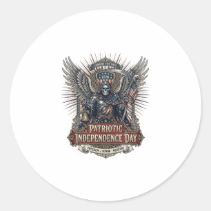 Sticker Rond Faucheuse Chrome Patriotique Squelette de Patriote