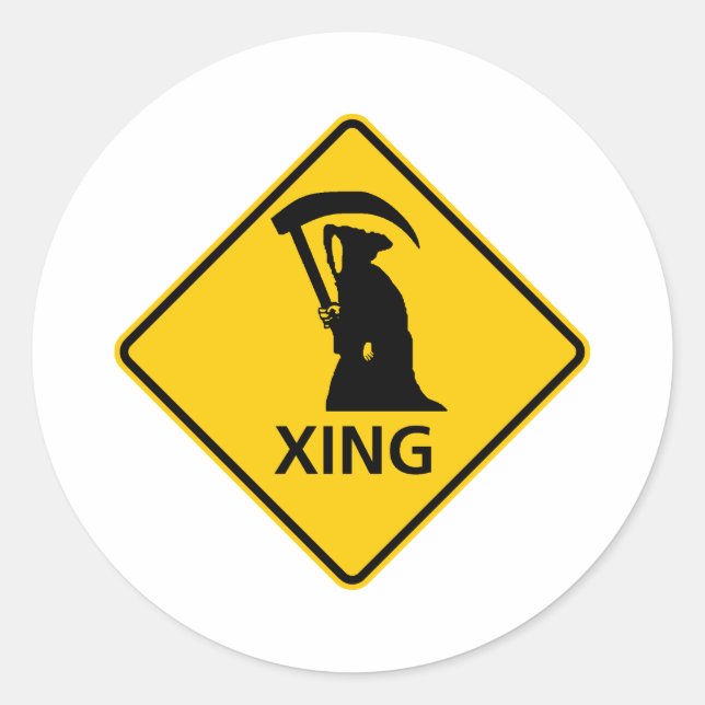 Sticker Rond Faucheuse Grim / Traversée de la route (Devant)