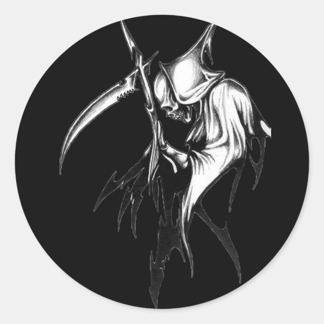 Sticker Rond Faucheuse Tribal Grim (Devant)