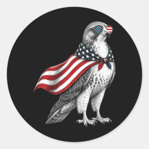 Sticker Rond Faucon 4 juillet drapeau américain américain oisea
