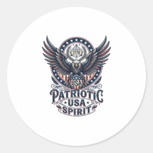 Sticker Rond Faucon de bataille patriotique Aigle patriotique &