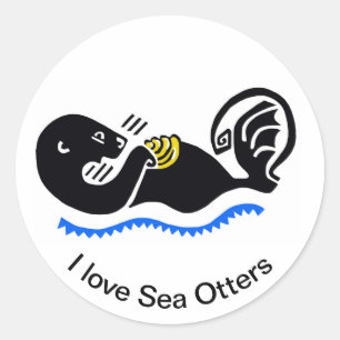 Sticker Rond Faune - J'aime Sea OTTERS - Nature -