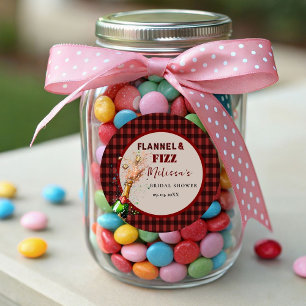 Sticker Rond Fausse fourrure & fizz hiver rouge &  black enterr