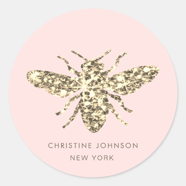 Sticker Rond fausse parties scintillant reine abeille classique (Devant)