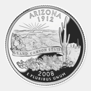 Sticker Rond Faux Arizona State Quarter Grand Canyon State