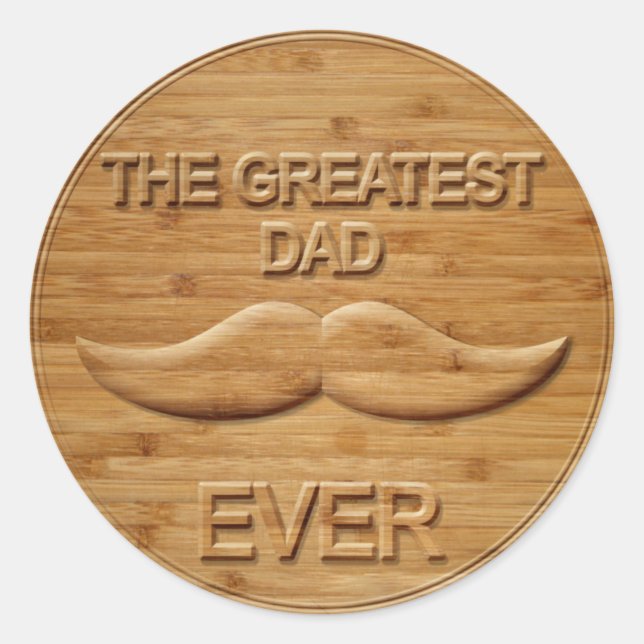 Sticker Rond Faux Bois sculpté Le Plus Grand Père Jamais (Devant)